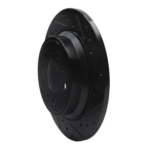 Volvo V70 Brake Rotor (1) - Rear Right - R1 Concepts - Drilled & Slotted - Black - `99-`09